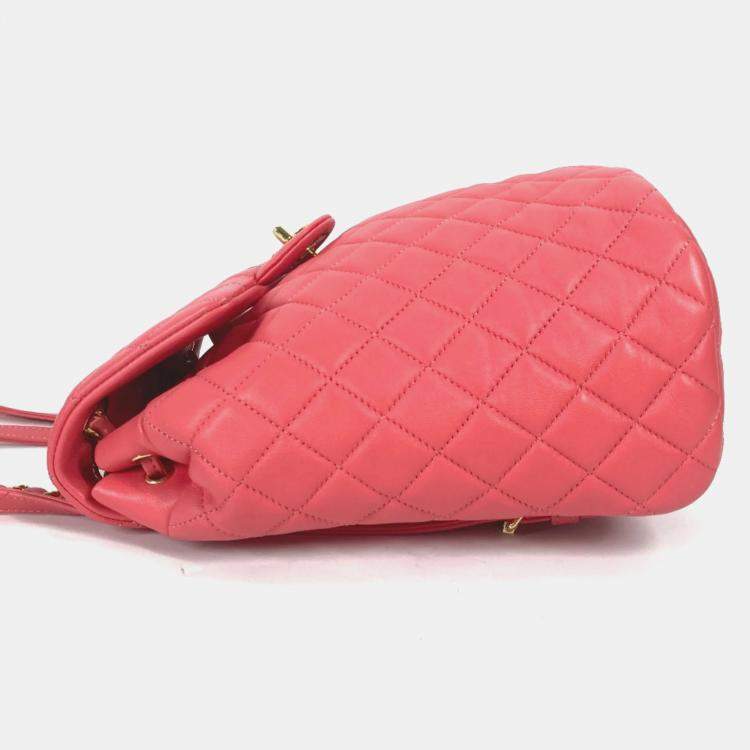 Pre Owned Chanel Pink Leather Small Urban Spirit Backpacks