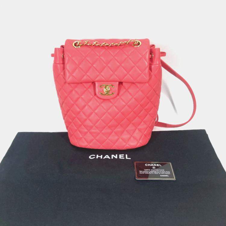 Pre Owned Chanel Pink Leather Small Urban Spirit Backpacks
