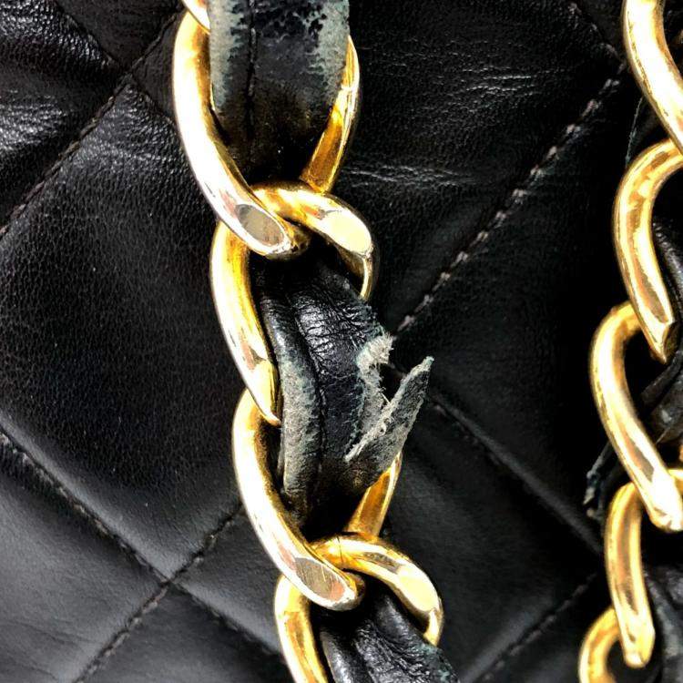 Pre Owned Chanel Black Quilted Lambskin Maxi Jumbo XL Classic Single Flap Bag