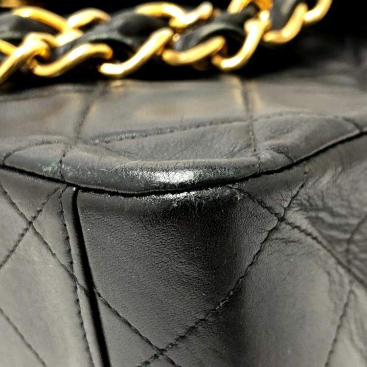 Pre Owned Chanel Black Quilted Lambskin Maxi Jumbo XL Classic Single Flap Bag