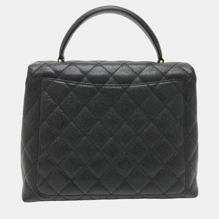 Pre Owned Chanel Black Leather  Kelly Top Handle Bags
