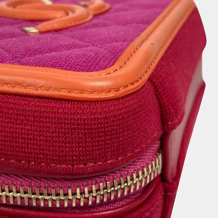 Pre Owned Chanel Multicolour Quilted Jersey Small Filigree Vanity Case 