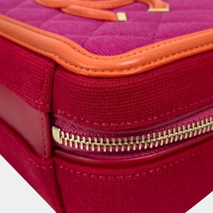 Pre Owned Chanel Multicolour Quilted Jersey Small Filigree Vanity Case 