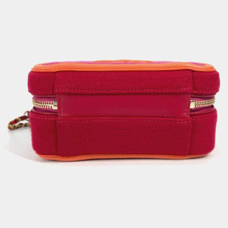Pre Owned Chanel Multicolour Quilted Jersey Small Filigree Vanity Case 