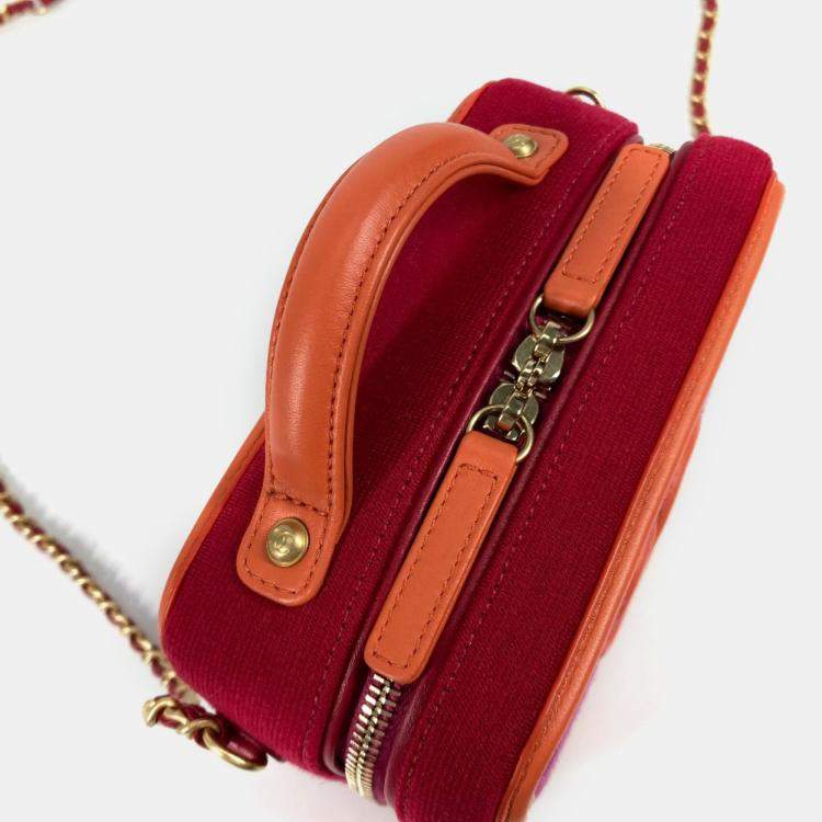 Pre Owned Chanel Multicolour Quilted Jersey Small Filigree Vanity Case 