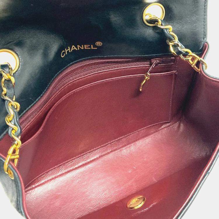 Pre Owned Chanel Black Leather Quilted Vintage Diana Flap Shoulder Bag
