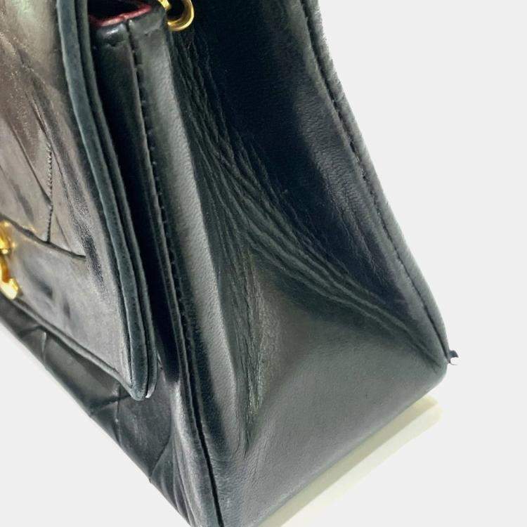 Pre Owned Chanel Black Leather Quilted Vintage Diana Flap Shoulder Bag