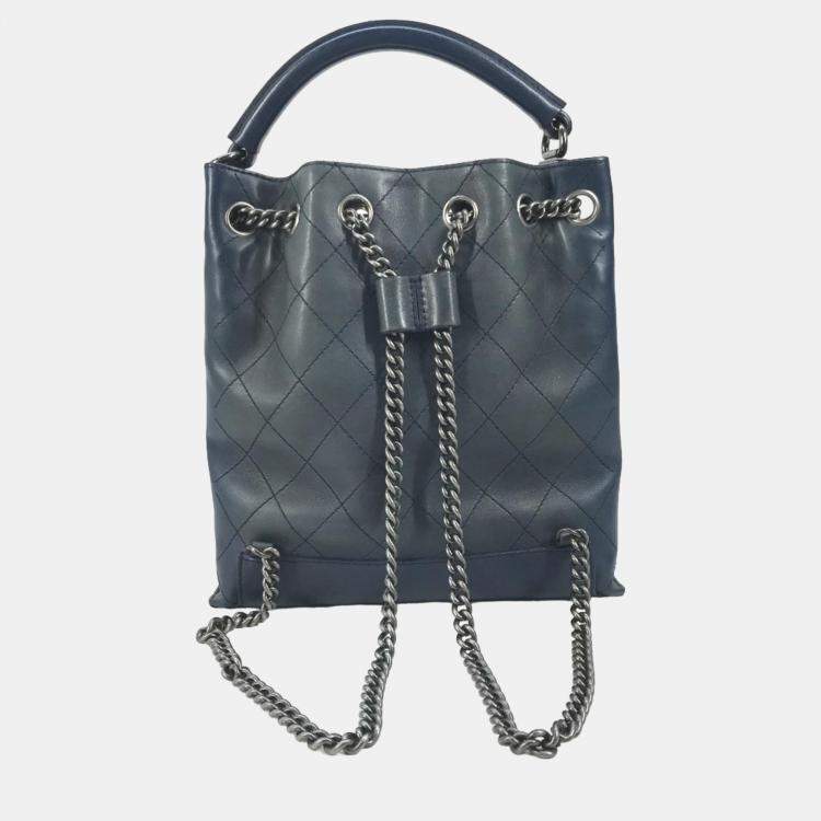 Pre Owned Chanel Blue Leather Urban Luxury Backpack