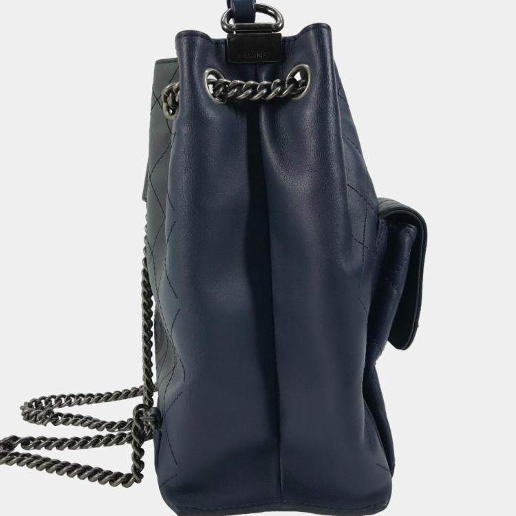 Pre Owned Chanel Blue Leather Urban Luxury Backpack
