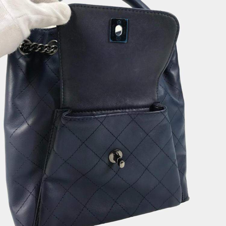 Pre Owned Chanel Blue Leather Urban Luxury Backpack