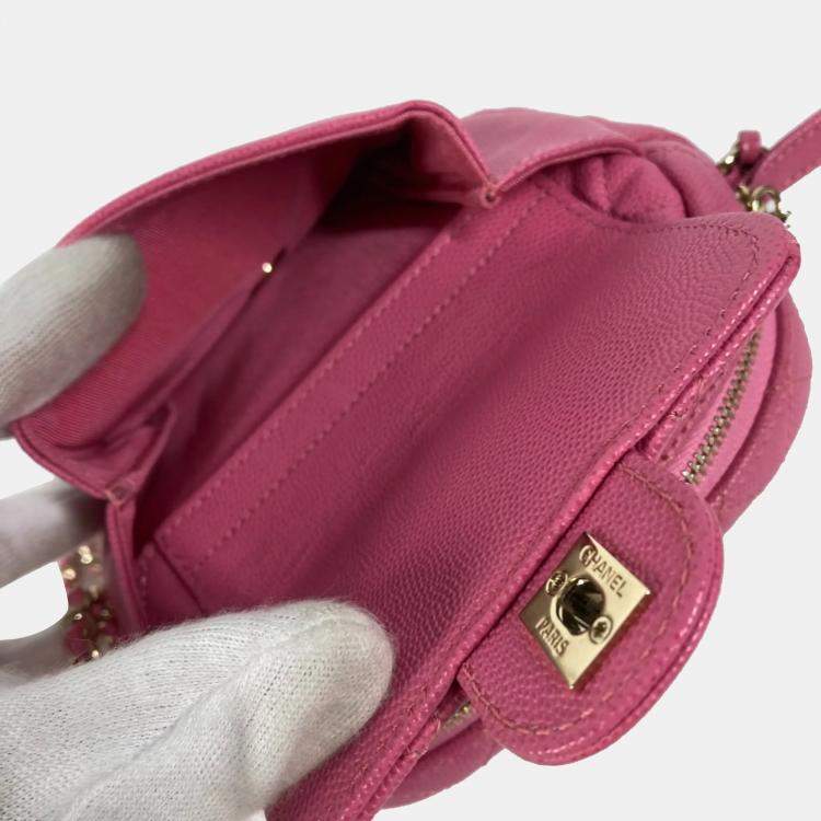 Pre Owned Chanel Pink Caviar Quilted CC Day Camera Case 