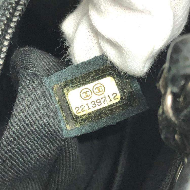Pre Owned Chanel Black Caviar Large Woven Chain Shopping Tote Bag
