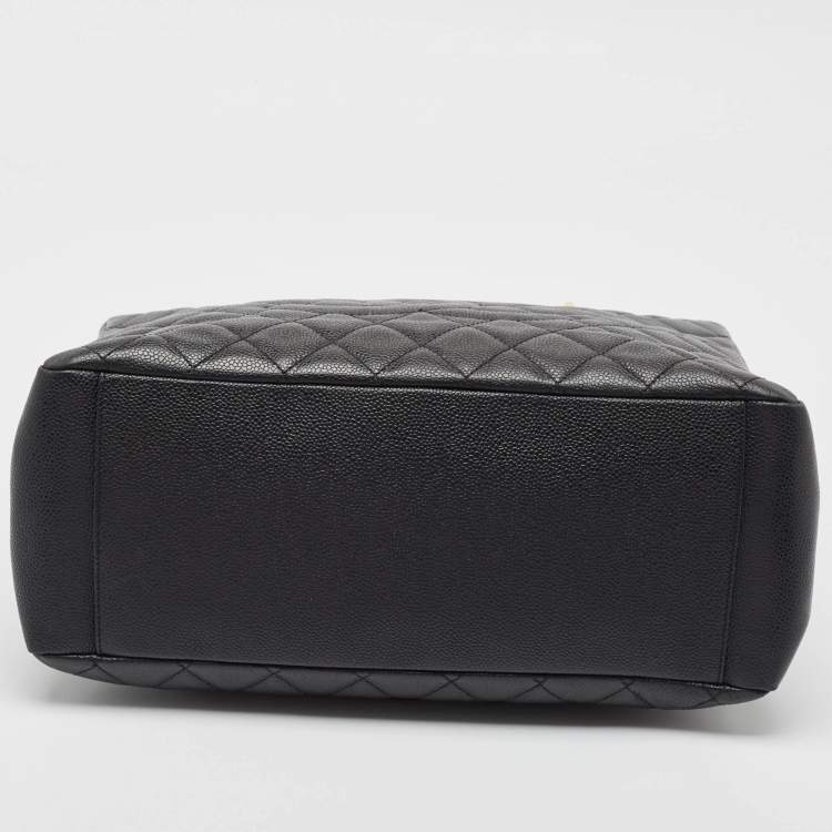 Pre Owned Chanel Black Quilted Caviar Leather GST Shopper Tote