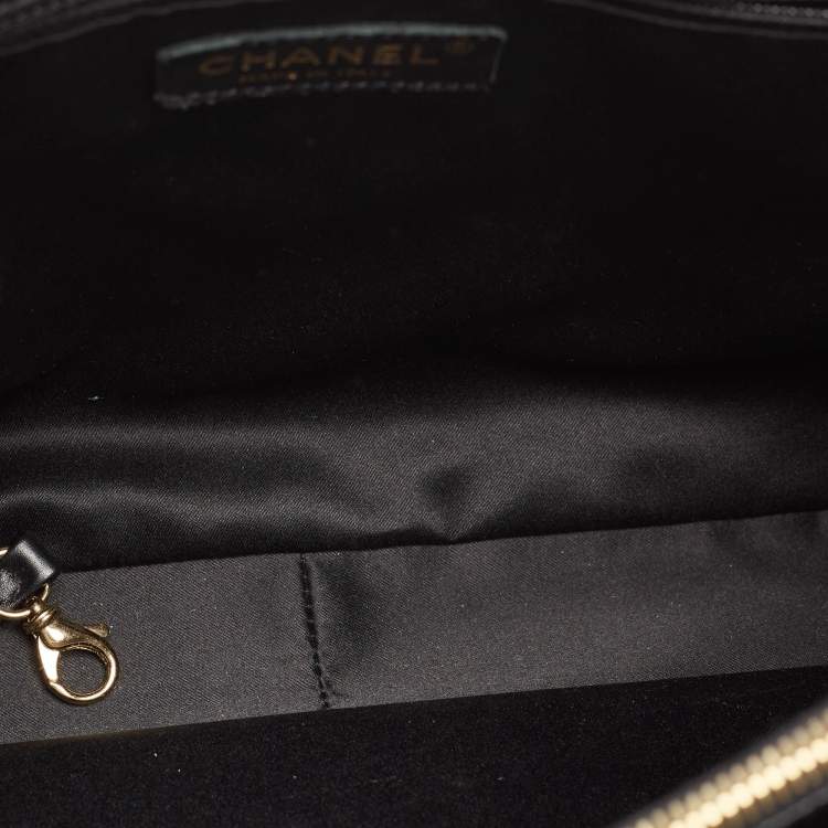 Pre Owned Chanel Black Quilted Caviar Leather GST Shopper Tote
