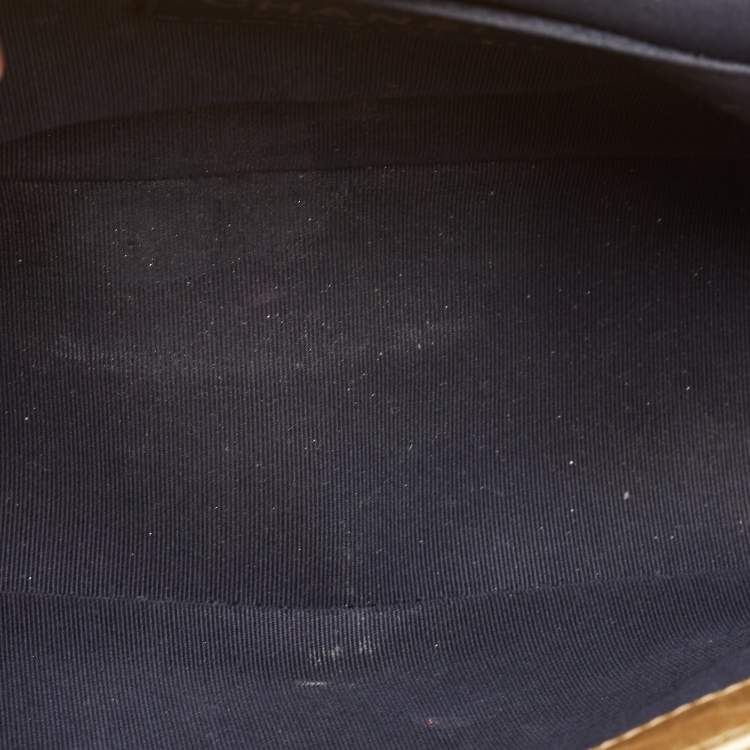 Pre Owned Chanel Gold Woven Embossed Leather Medium Boy Flap Bag