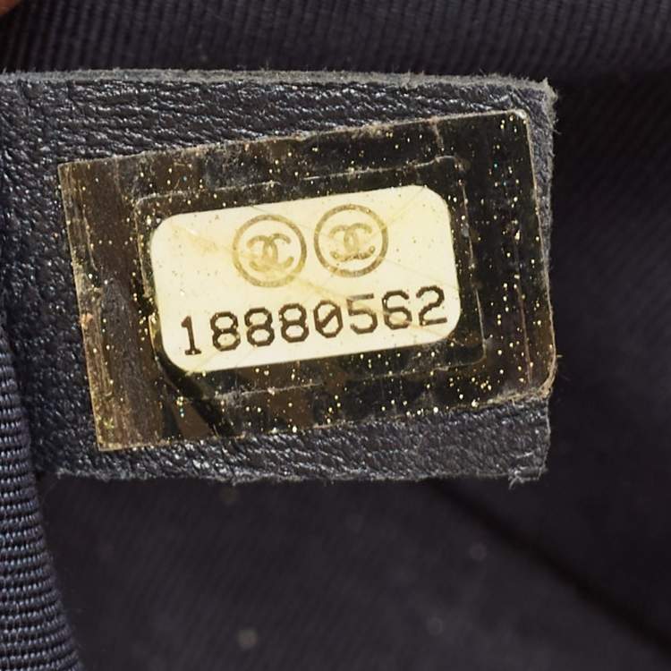 Pre Owned Chanel Gold Woven Embossed Leather Medium Boy Flap Bag