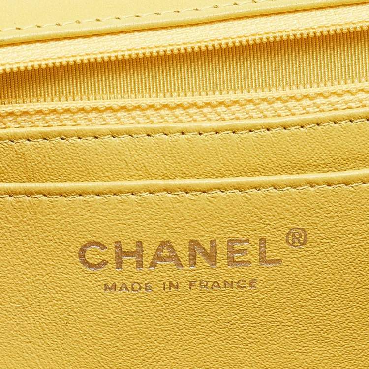 Pre Owned Chanel Yellow Quilted Leather Maxi Classic Single Flap Bag