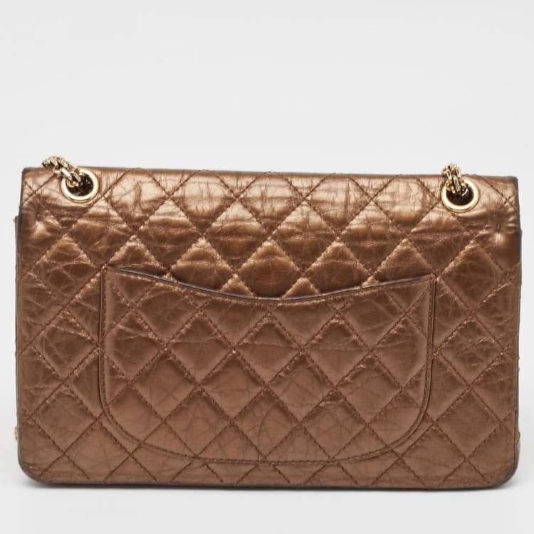 Pre Owned Chanel Metallic Brown Quilted Aged Leather Reissue 2.55 Classic 226 Flap Bag