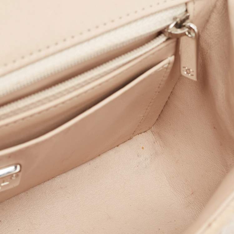Pre Owned Chanel Beige Python Small Charm Single Flap Bag
