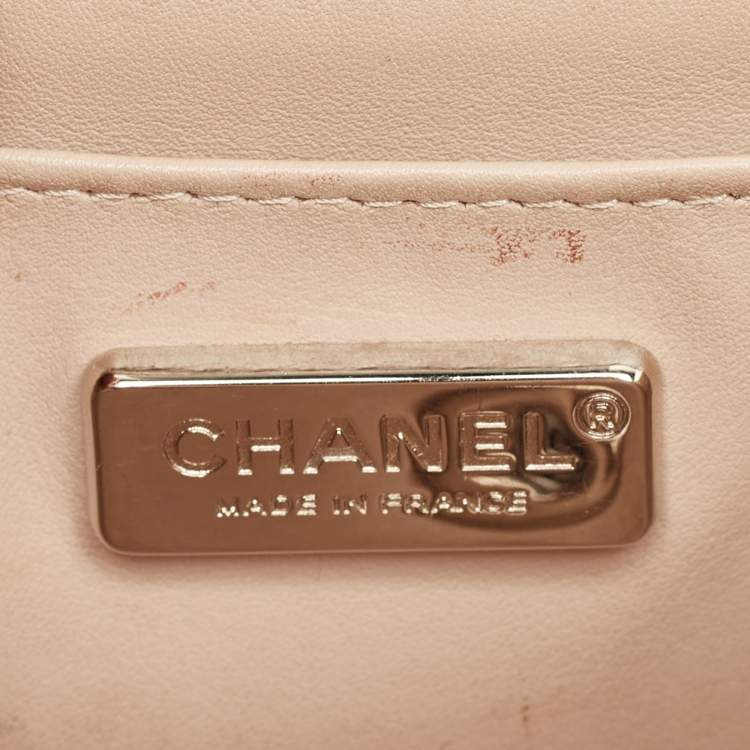 Pre Owned Chanel Beige Python Small Charm Single Flap Bag