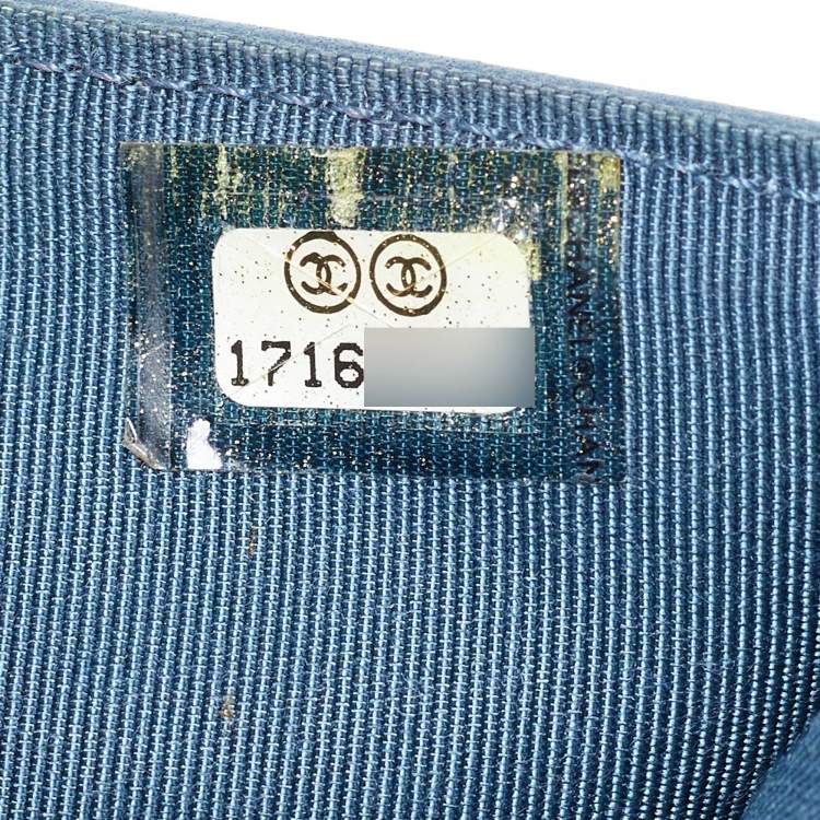 Pre Owned Chanel Blue Quilted Leather Trifold Wallet