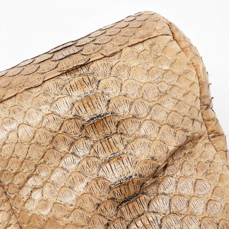 Pre Owned Chanel Gold Python Just Mademoiselle Bowler Bag