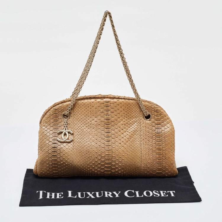 Pre Owned Chanel Gold Python Just Mademoiselle Bowler Bag