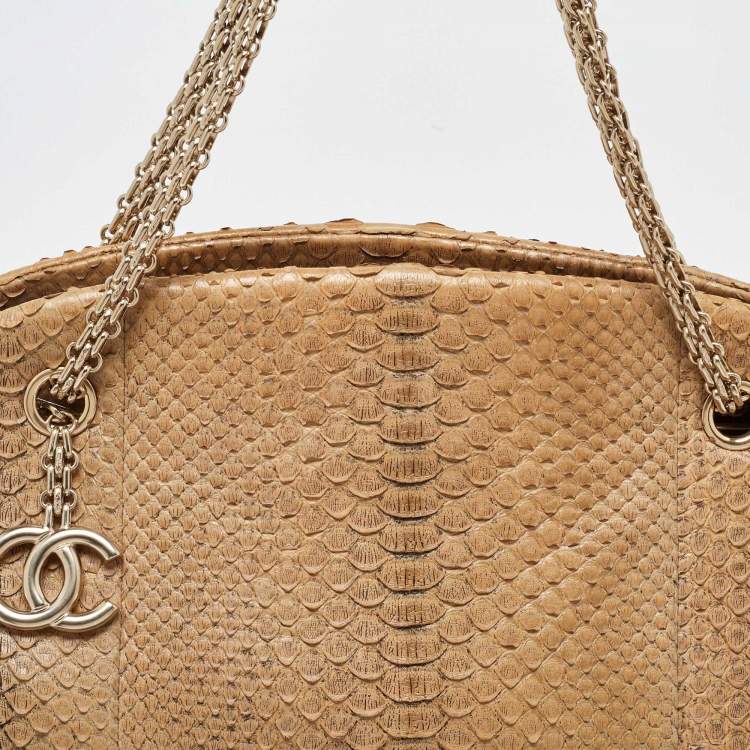 Pre Owned Chanel Gold Python Just Mademoiselle Bowler Bag