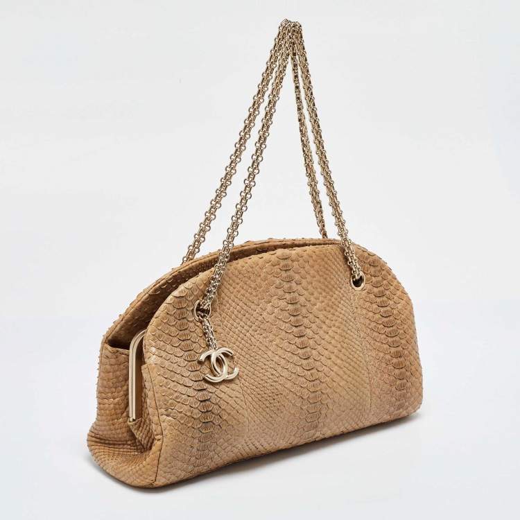 Pre Owned Chanel Gold Python Just Mademoiselle Bowler Bag