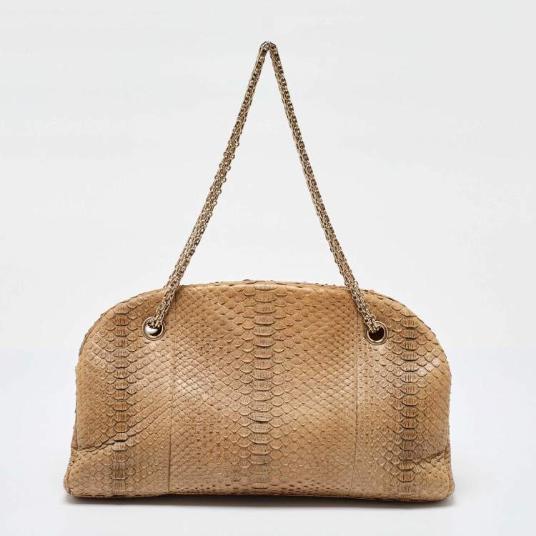 Pre Owned Chanel Gold Python Just Mademoiselle Bowler Bag