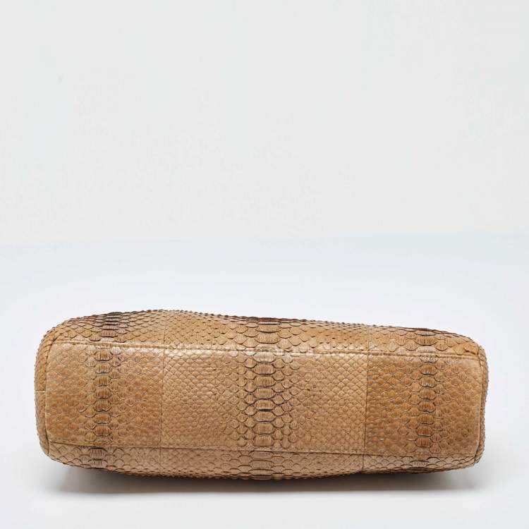 Pre Owned Chanel Gold Python Just Mademoiselle Bowler Bag