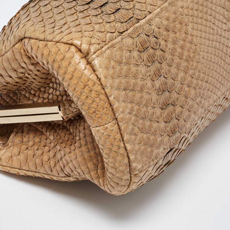 Pre Owned Chanel Gold Python Just Mademoiselle Bowler Bag
