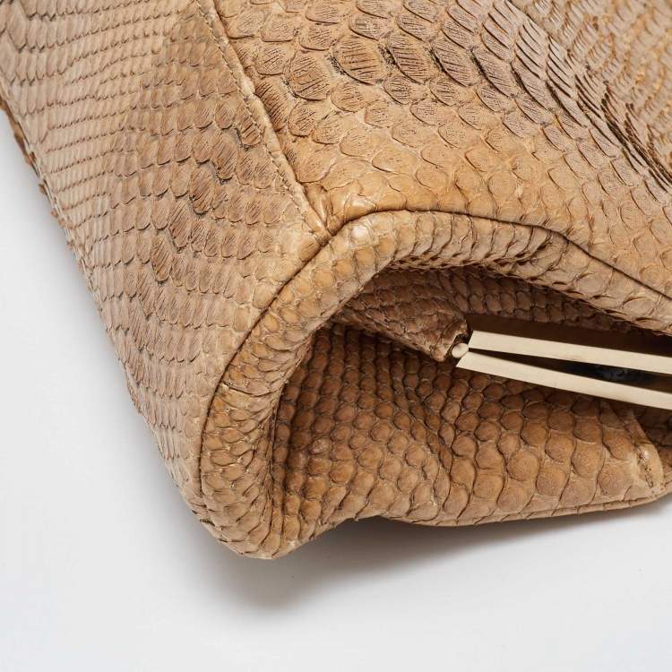 Pre Owned Chanel Gold Python Just Mademoiselle Bowler Bag