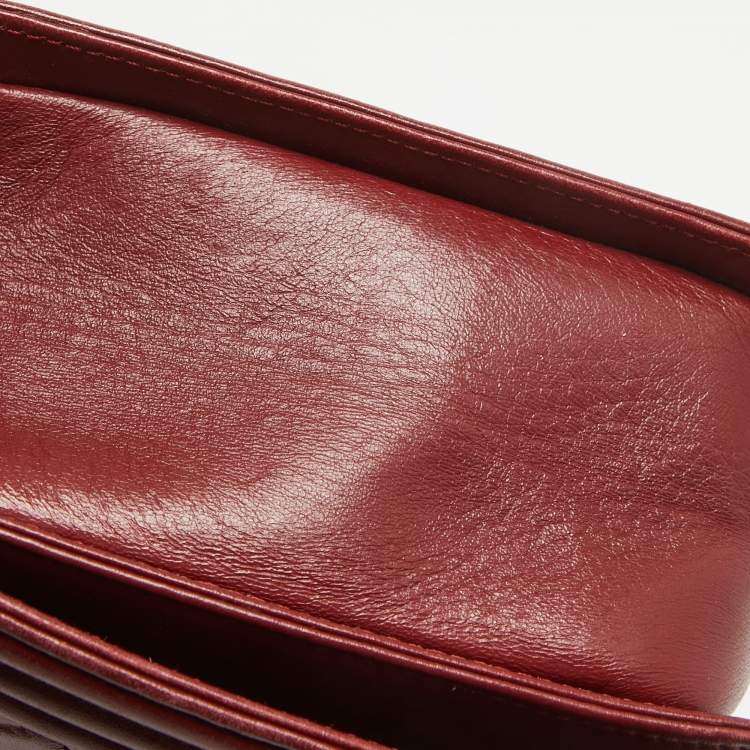 Pre Owned Chanel Red Quilted Leather New Medium Boy Bag