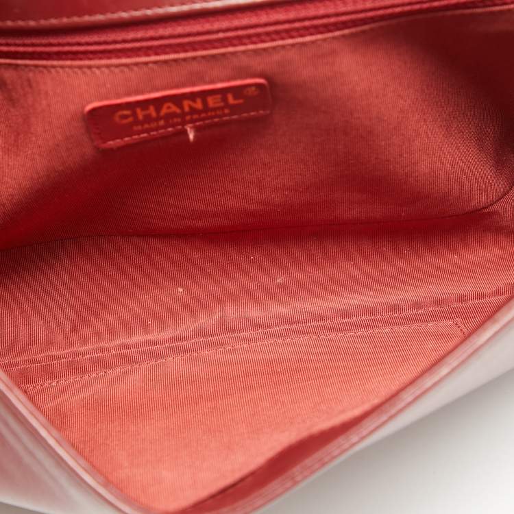 Pre Owned Chanel Red Quilted Leather New Medium Boy Bag