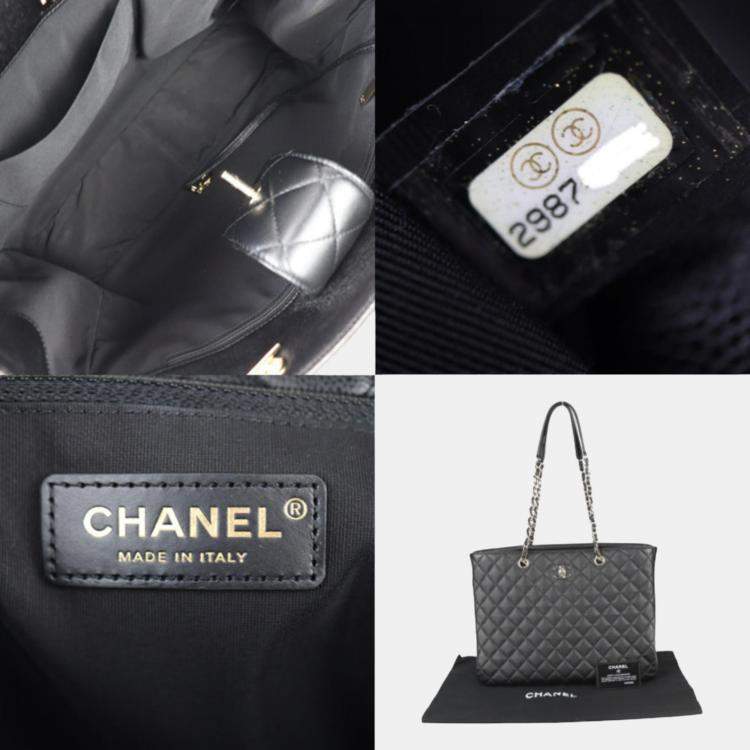 Pre Owned Chanel Black Quilted Caviar Timeless Shopping Tote Bag