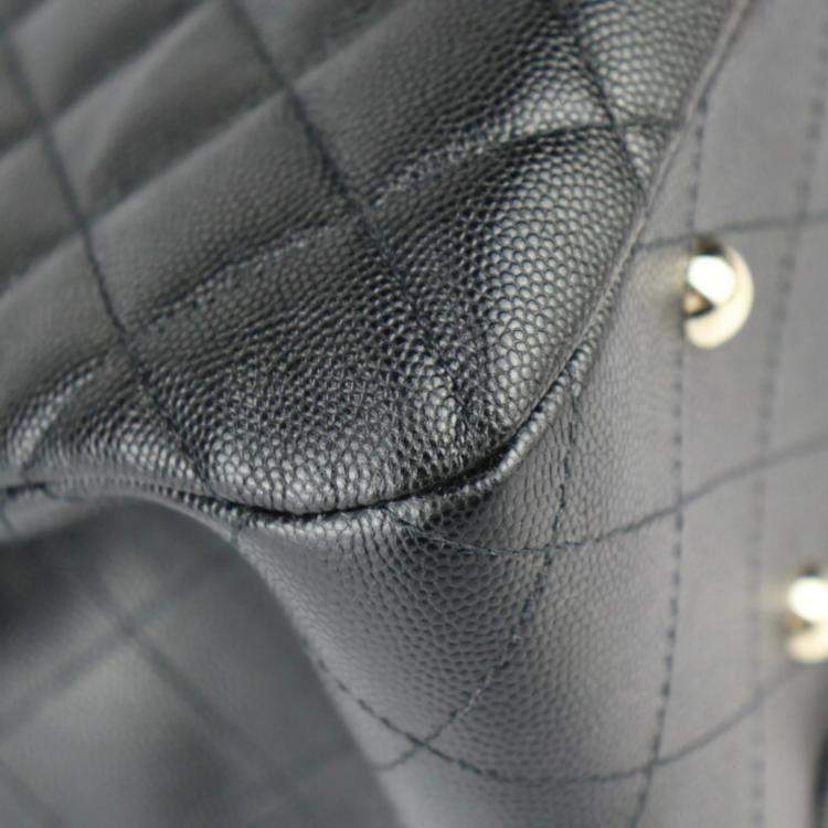 Pre Owned Chanel Black Quilted Caviar Timeless Shopping Tote Bag