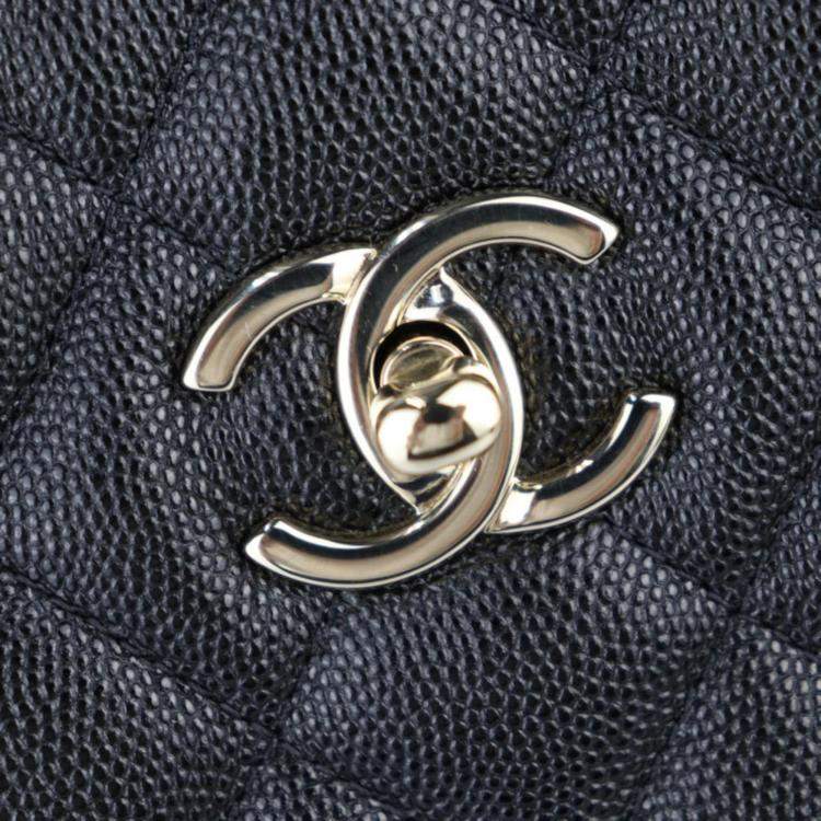 Pre Owned Chanel Black Quilted Caviar Timeless Shopping Tote Bag