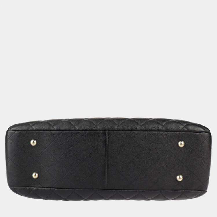 Pre Owned Chanel Black Quilted Caviar Timeless Shopping Tote Bag