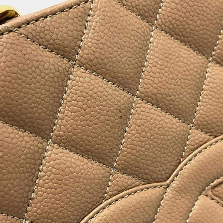 Pre Owned Chanel Beige Caviar Leather  GST Tote Bag