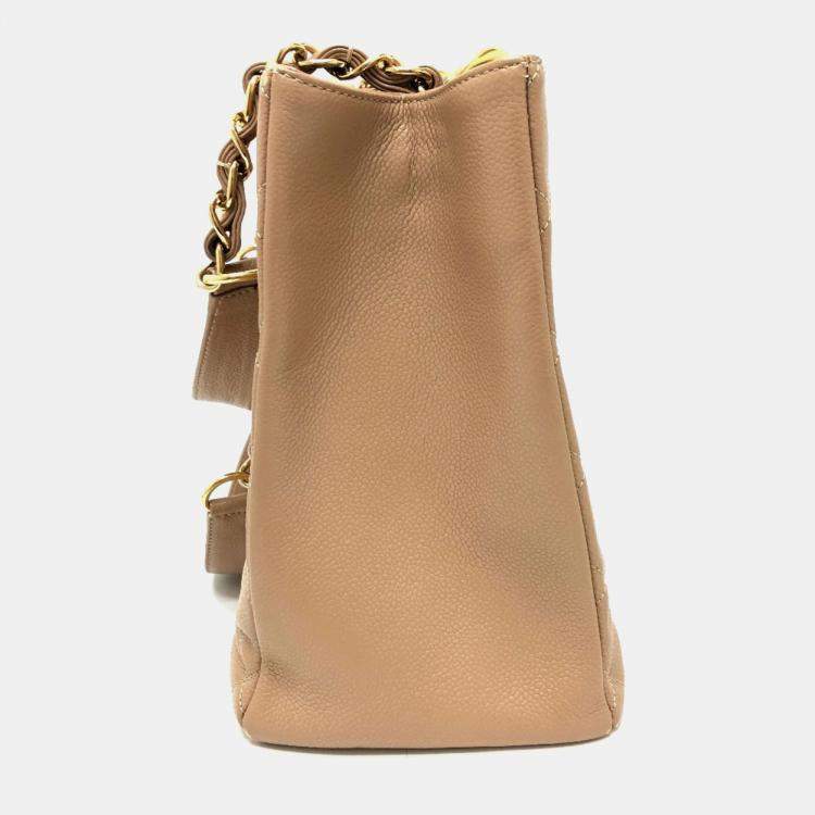 Pre Owned Chanel Beige Caviar Leather  GST Tote Bag