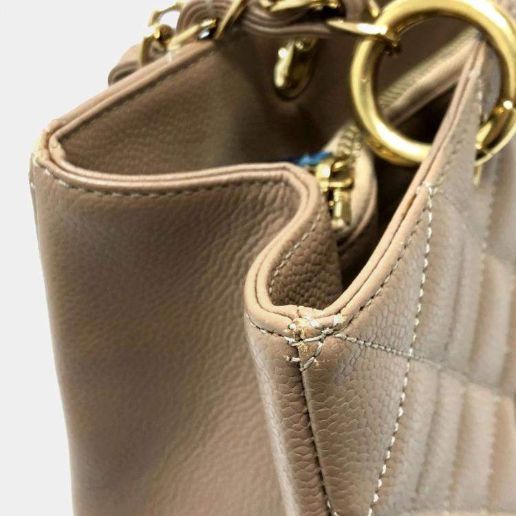 Pre Owned Chanel Beige Caviar Leather  GST Tote Bag