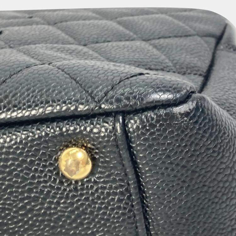 Pre Owned Chanel Black Caviar Leather CC Timeless Shopping Tote Bag