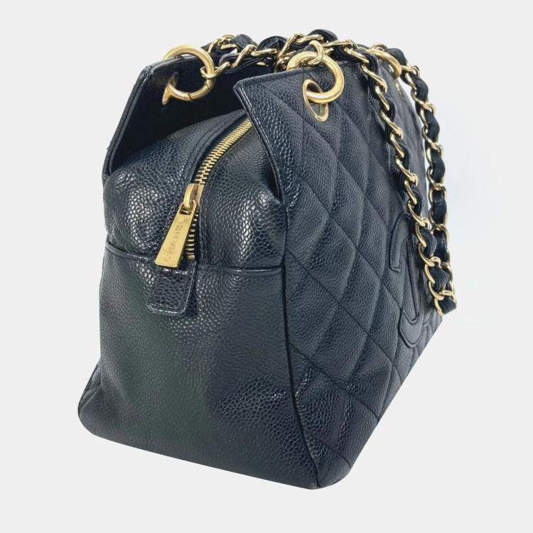 Pre Owned Chanel Black Caviar Leather CC Timeless Shopping Tote Bag