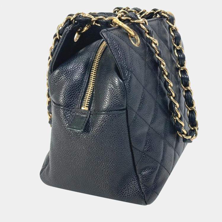 Pre Owned Chanel Black Caviar Leather CC Timeless Shopping Tote Bag