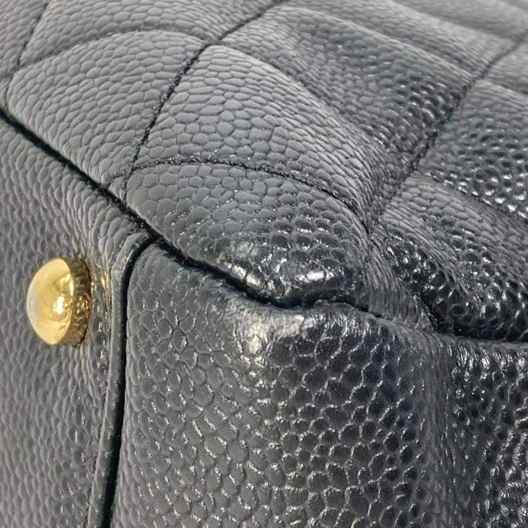 Pre Owned Chanel Black Caviar Leather CC Timeless Shopping Tote Bag