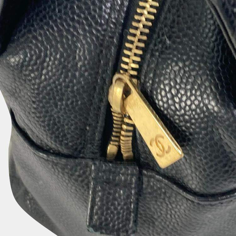 Pre Owned Chanel Black Caviar Leather CC Timeless Shopping Tote Bag