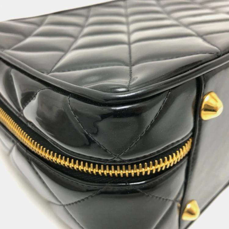 Pre Owned Chanel Black Patent Leather Vintage Lunch Box Crossbody Bag
