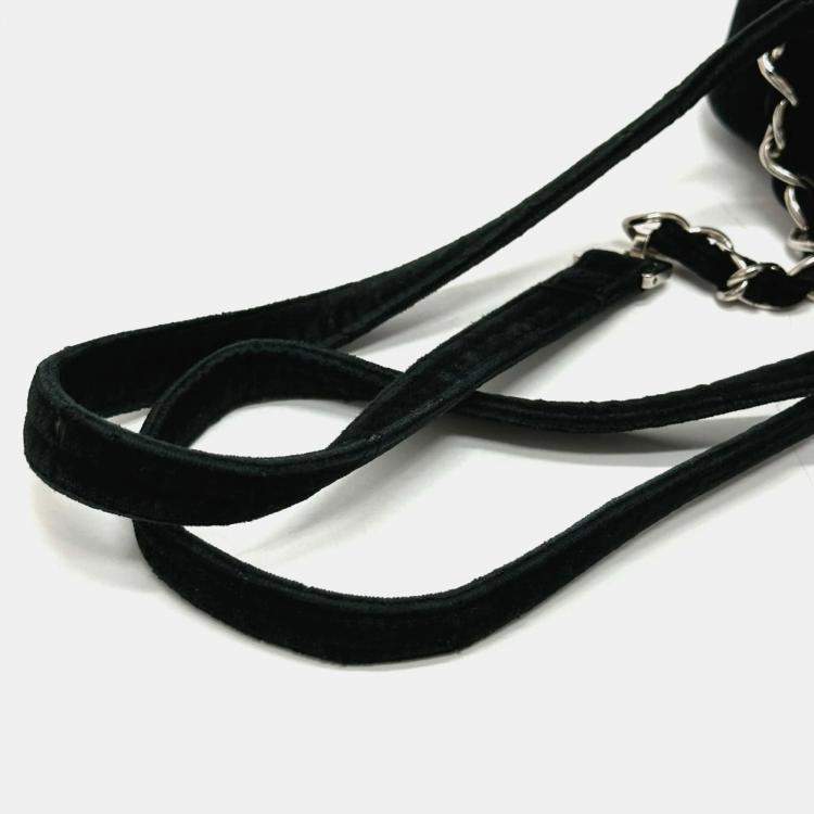 Pre Owned Chanel Black Velvet Matelasse Flap CC Chain Backpack 