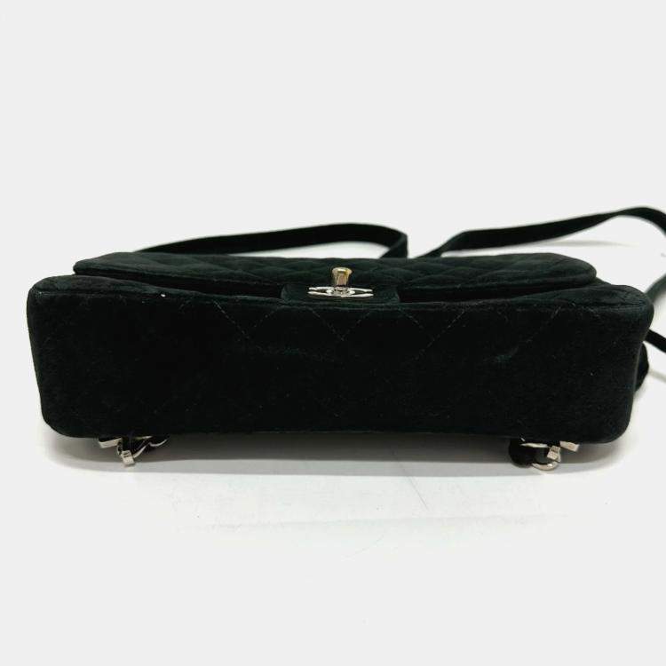 Pre Owned Chanel Black Velvet Matelasse Flap CC Chain Backpack 